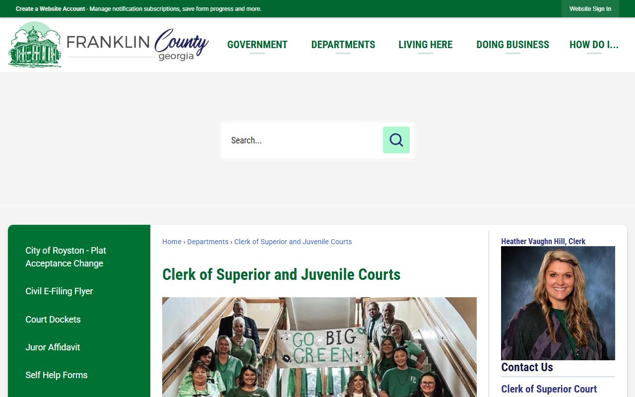 Franklin County court records Clerk of Superior and Juvenile Courts page