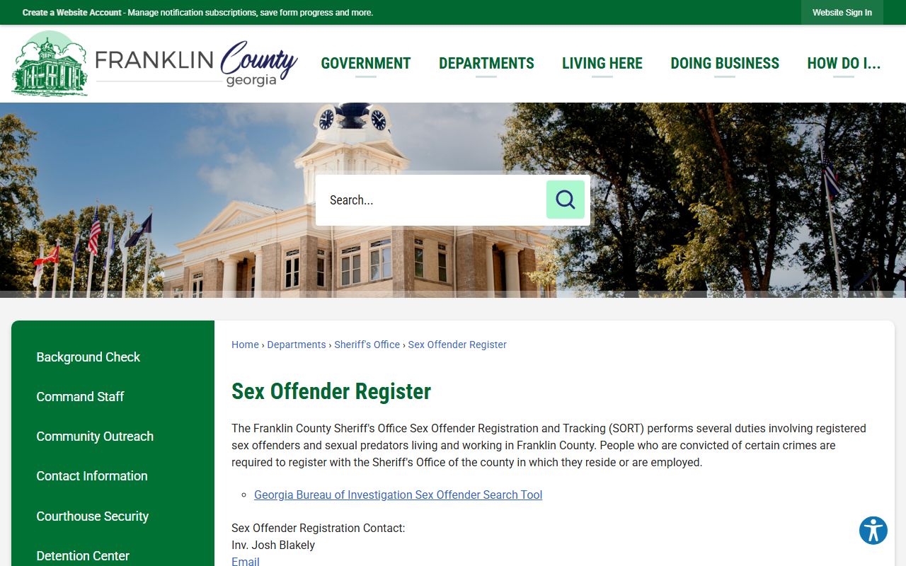 Franklin County criminal court records sex offender registration page