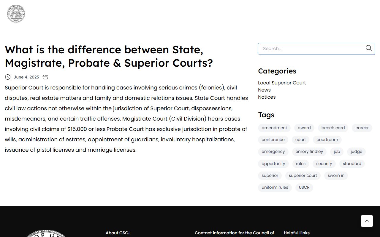Franklin County court records Georgia court hierarchy