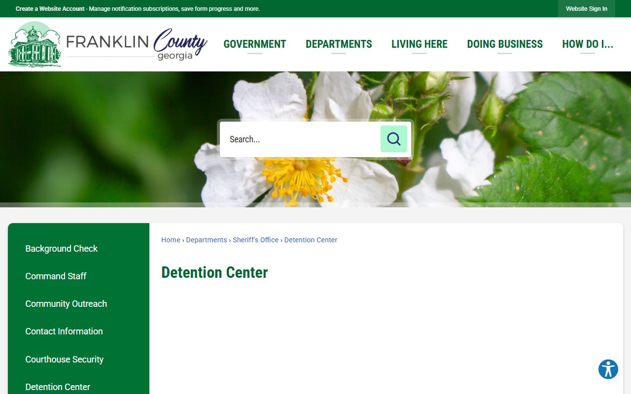Franklin County inmate records Detention Center page