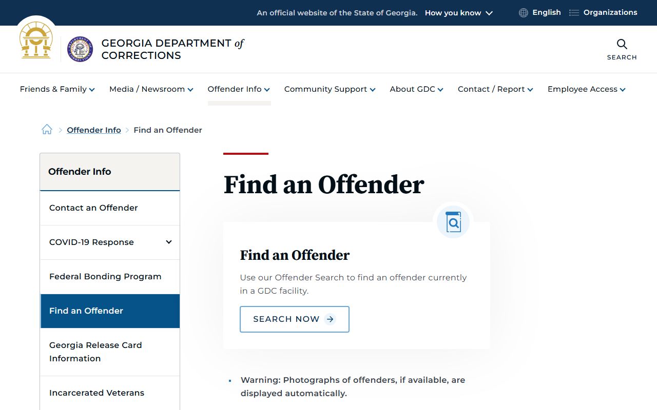 Franklin County inmate records GDC Find an Offender page