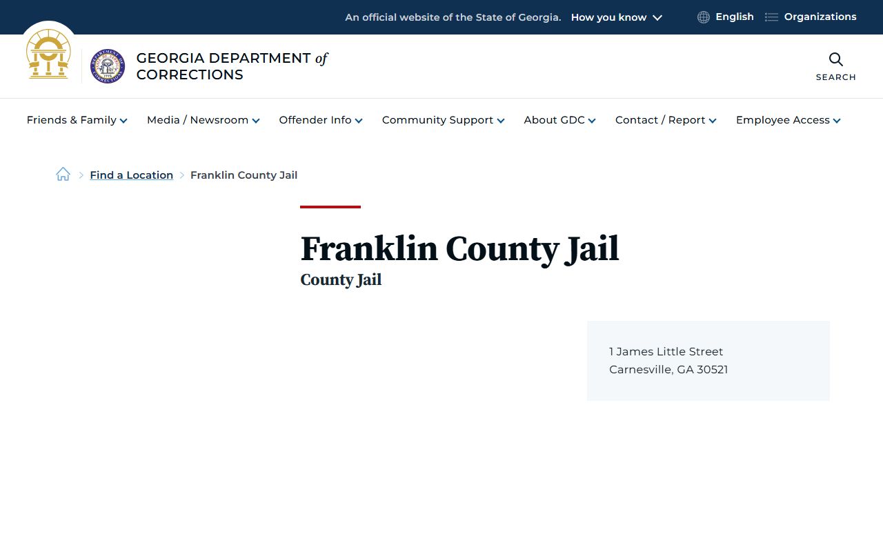 Franklin County inmate records GDC Franklin County Jail listing