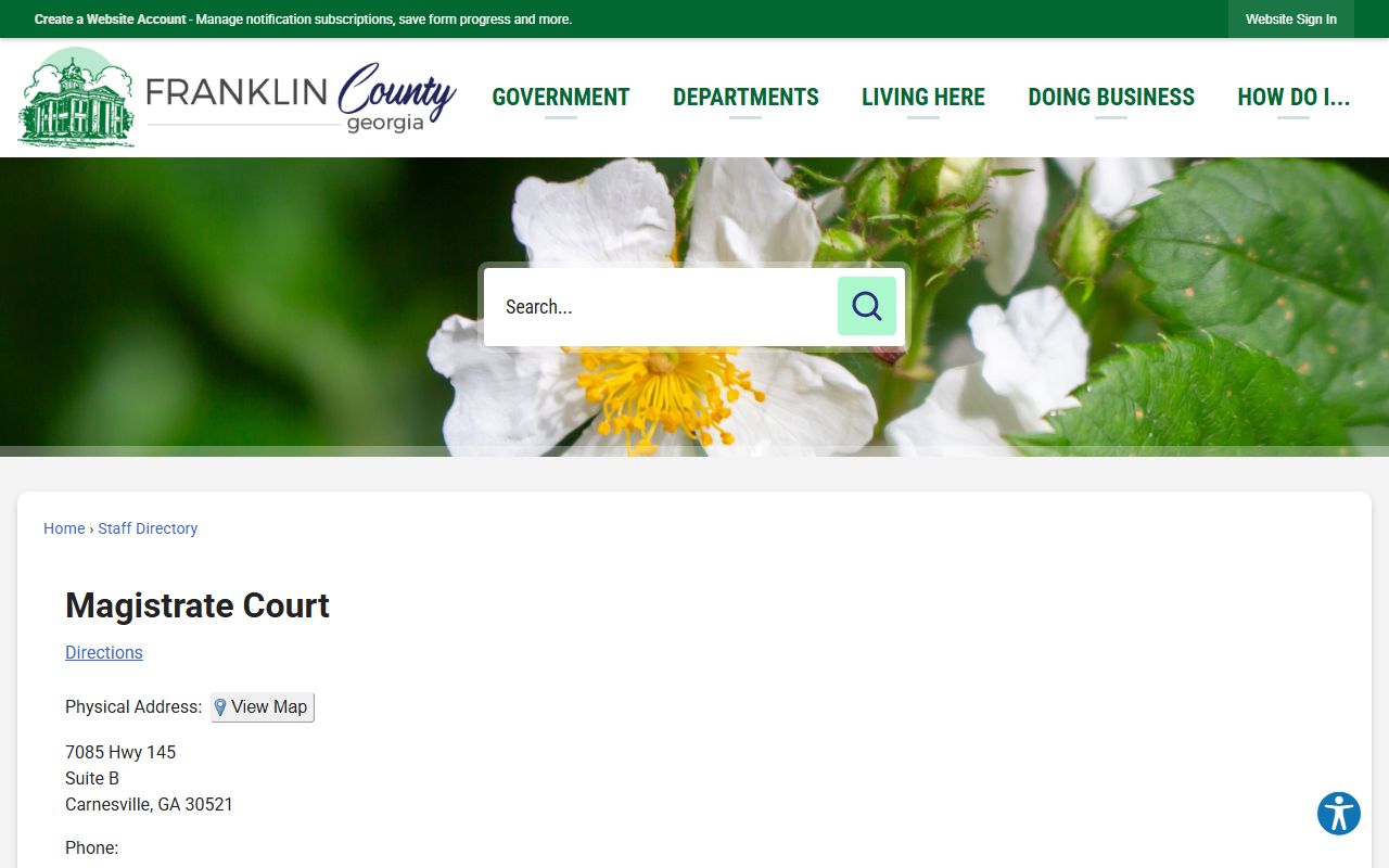 Franklin County warrant records Magistrate Court directory
